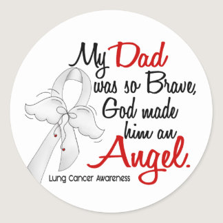 Angel 2 Dad Lung Cancer Classic Round Sticker