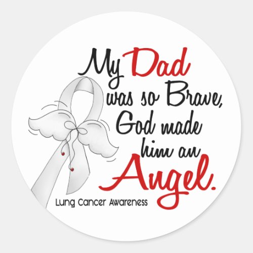 Angel 2 Dad Lung Cancer Classic Round Sticker