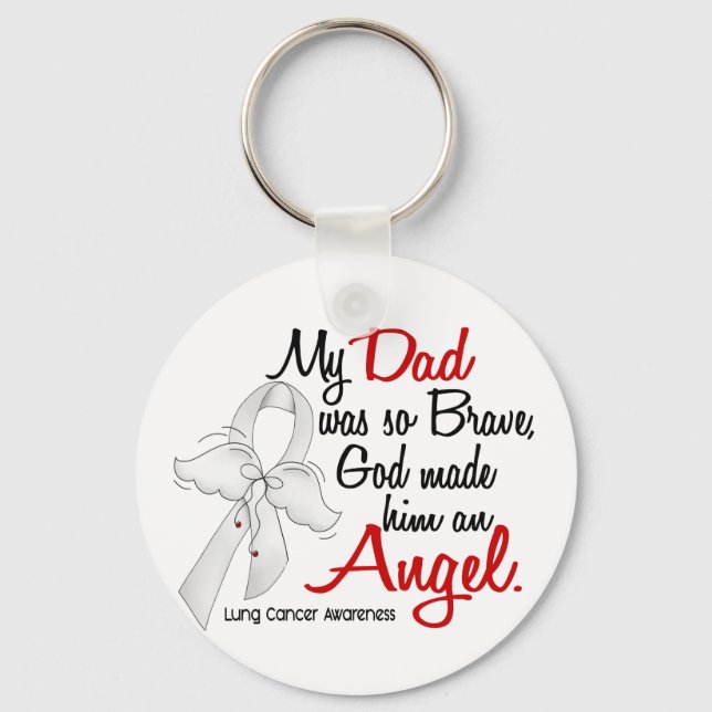 Angel 2 Dad Lung Cancer Keychain (Front)
