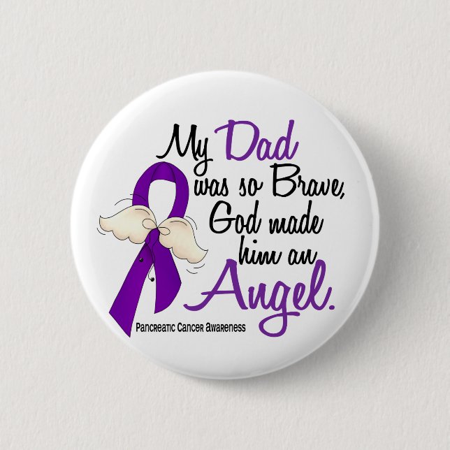 Angel 2 Dad Pancreatic Cancer Pinback Button (Front)