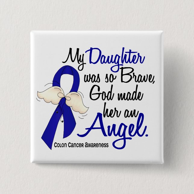 Angel 2 Daughter Colon Cancer Pinback Button (Front)