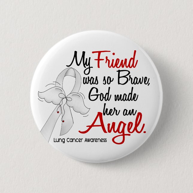 Angel 2 Friend Lung Cancer Pinback Button (Front)