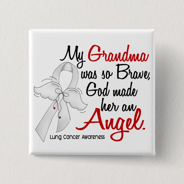 Angel 2 Grandma Lung Cancer Pinback Button (Front)