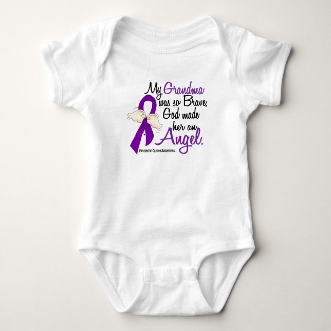 Angel 2 Grandma Pancreatic Cancer Baby Bodysuit (Front)