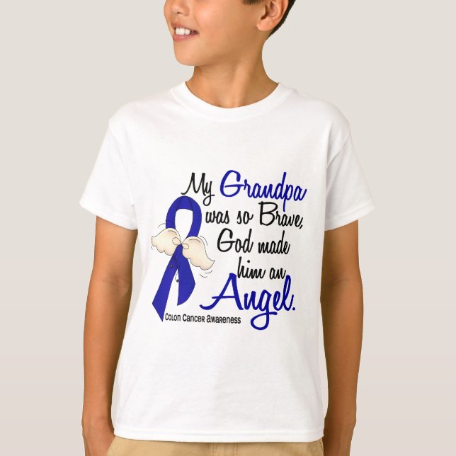 Angel 2 Grandpa Colon Cancer T-Shirt (Front)