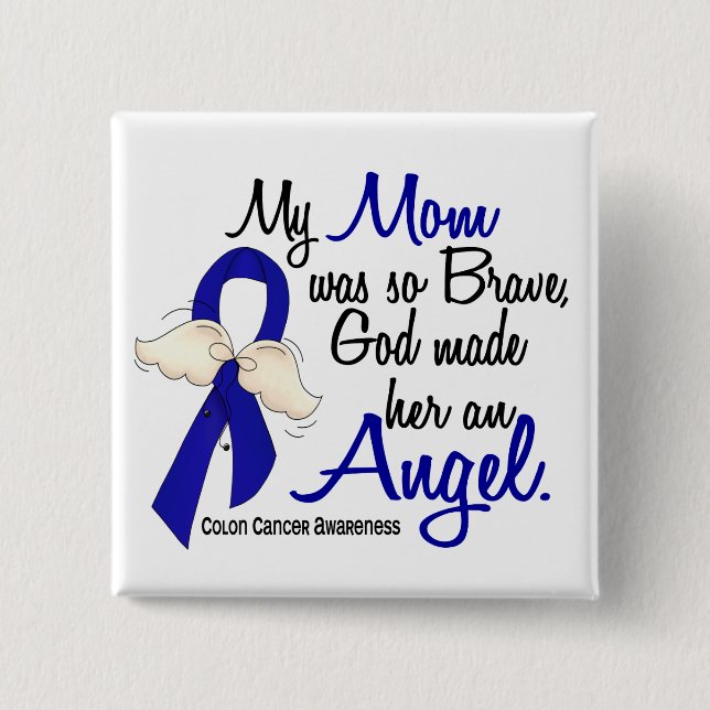 Angel 2 Mom Colon Cancer Pinback Button (Front)