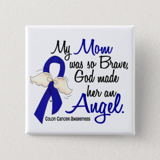 Angel 2 Mom Colon Cancer Pinback Button