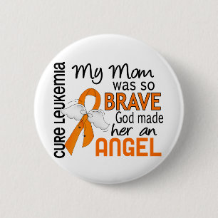 Angel 2 Mom Leukemia Pinback Button