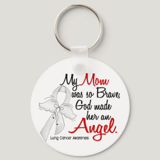 Angel 2 Mom Lung Cancer Keychain