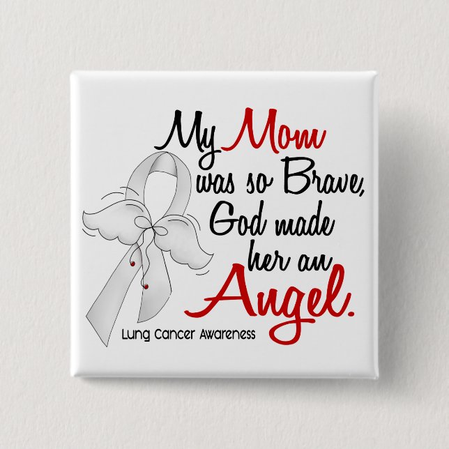Angel 2 Mom Lung Cancer Pinback Button (Front)