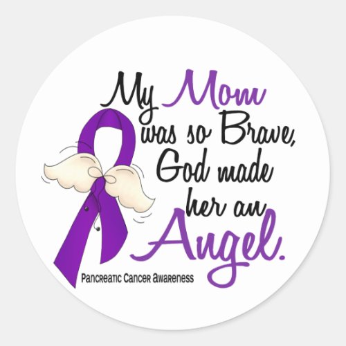 Angel 2 Mom Pancreatic Cancer Classic Round Sticker