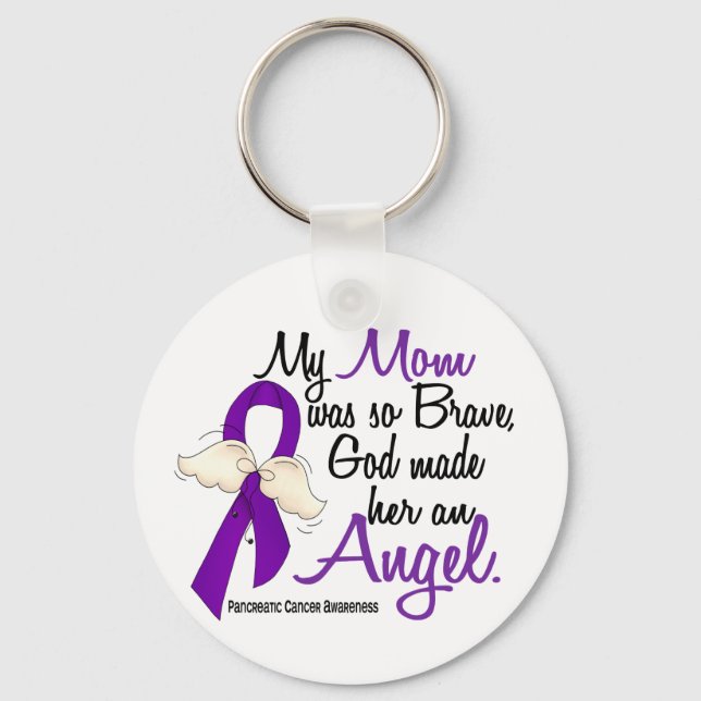 Angel 2 Mom Pancreatic Cancer Keychain (Front)