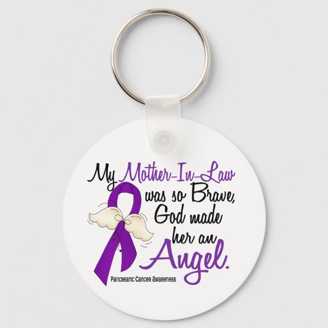 Angel 2 Mother-In-Law Pancreatic Cancer Keychain (Front)