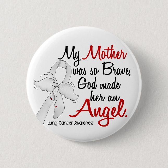 Angel 2 Mother Lung Cancer Pinback Button (Front)