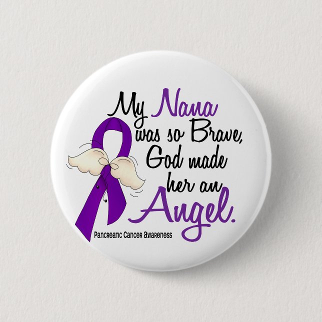 Angel 2 Nana Pancreatic Cancer Pinback Button (Front)