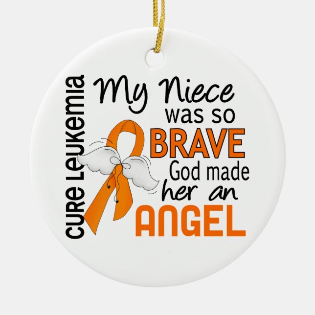Angel 2 Niece Leukemia Ceramic Ornament (Front)