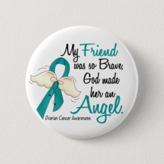 Angel 2 Ovarian Cancer Friend Pinback Button