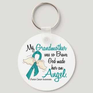 Angel 2 Ovarian Cancer Grandmother Keychain