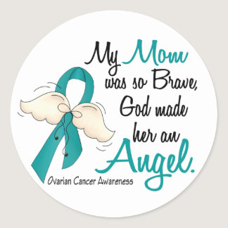 Angel 2 Ovarian Cancer Mom Classic Round Sticker