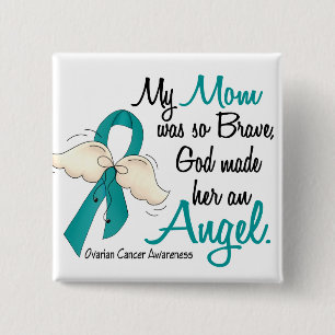 Angel 2 Ovarian Cancer Mom Pinback Button