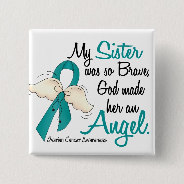 Angel 2 Ovarian Cancer Sister Button (Front)