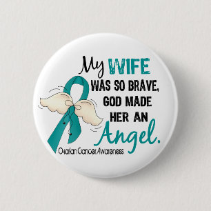 Angel 2 Ovarian Cancer Wife Button