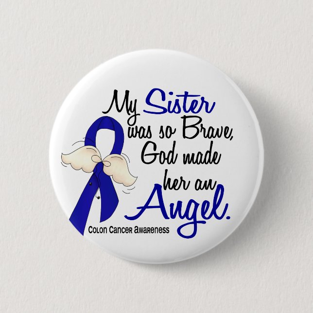 Angel 2 Sister Colon Cancer Button (Front)