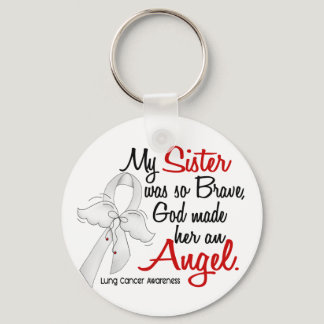 Angel 2 Sister Lung Cancer Keychain