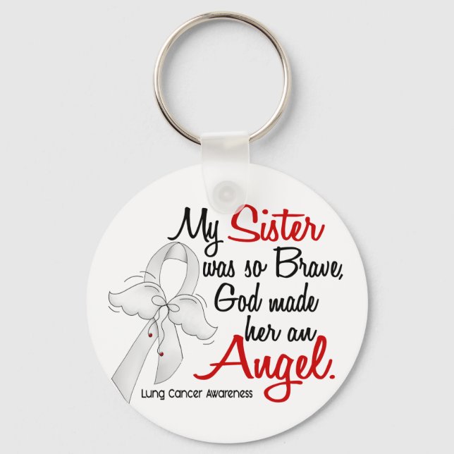 Angel 2 Sister Lung Cancer Keychain (Front)