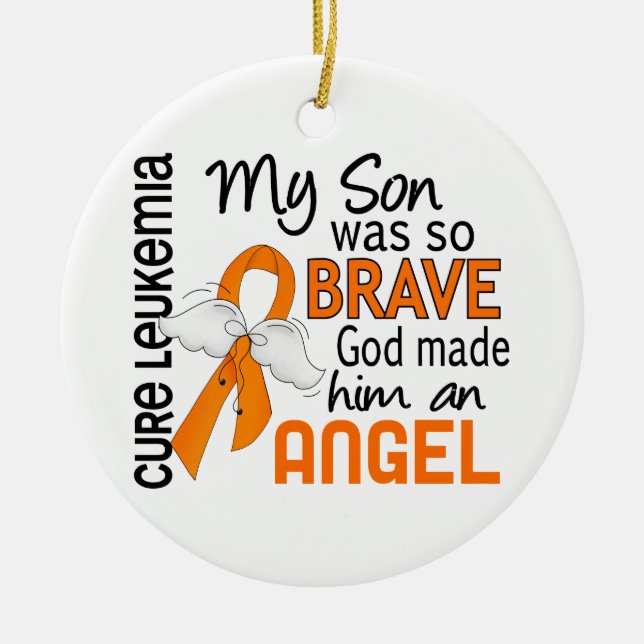 Angel 2 Son Leukemia Ceramic Ornament (Front)