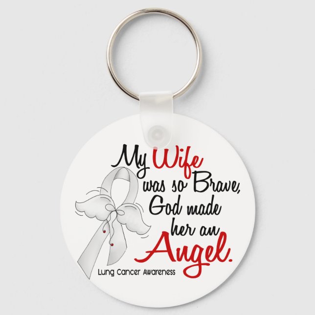 Angel 2 Wife Lung Cancer Keychain (Front)