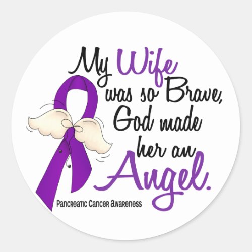 Angel 2 Wife Pancreatic Cancer Classic Round Sticker