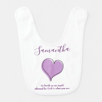 Angel Adorned by God Lavender Heart Baby Bib