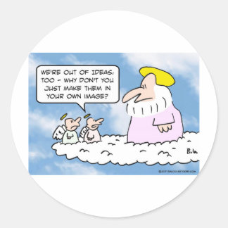 Angel advised God on creating people. Classic Round Sticker