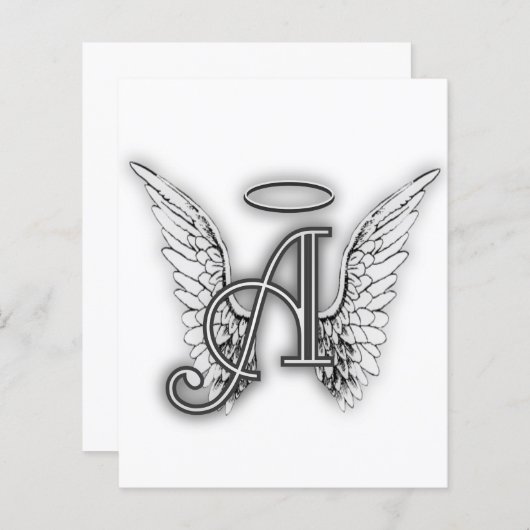 Angel Alphabet A Initial Latter Wings Halo (Front/Back)