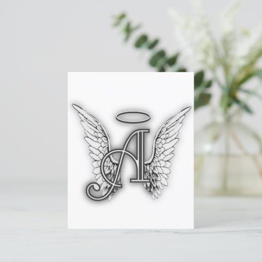 Angel Alphabet A Initial Latter Wings Halo (Standing Front)