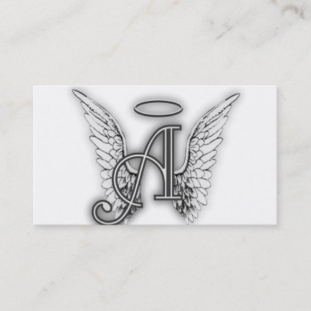 Angel Alphabet A Initial Latter Wings Halo Business Card