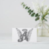 Angel Alphabet A Initial Latter Wings Halo Business Card (Standing Front)