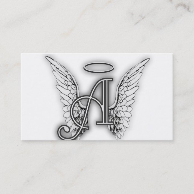 Angel Alphabet A Initial Latter Wings Halo Business Card (Front)