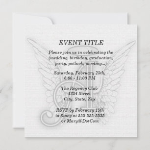 Angel Alphabet A Initial Latter Wings Halo Invitation