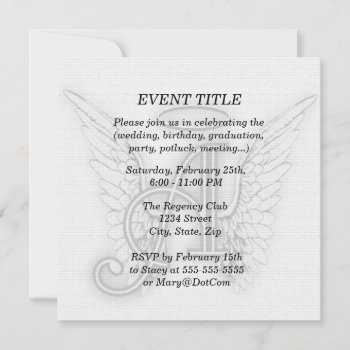 Angel Alphabet A Initial Latter Wings Halo Invitation by AngelAlphabet at Zazzle