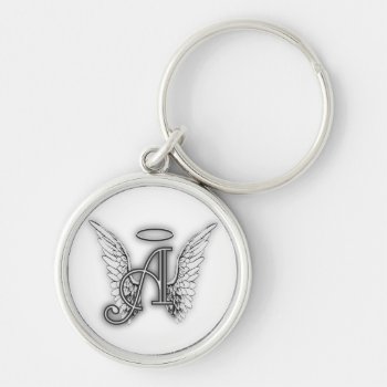 Angel Alphabet A Initial Latter Wings Halo Keychain by AngelAlphabet at Zazzle