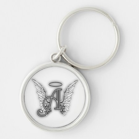 Angel Alphabet A Initial Latter Wings Halo Keychain