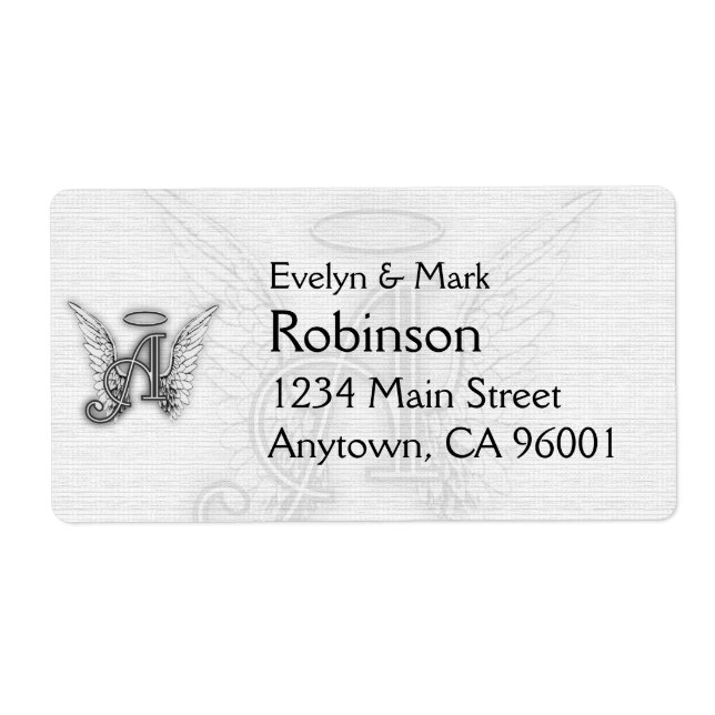 Angel Alphabet A Initial Latter Wings Halo Label (Front)