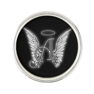 Angel Alphabet A Initial Latter Wings Halo Lapel Pin