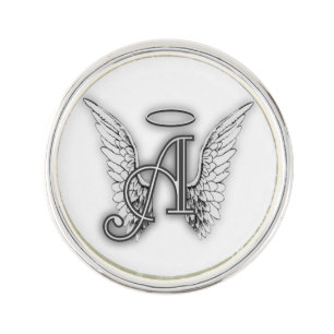 Angel Alphabet A Initial Latter Wings Halo Lapel Pin