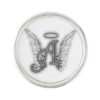 Angel Alphabet A Initial Latter Wings Halo Lapel Pin by AngelAlphabet at Zazzle