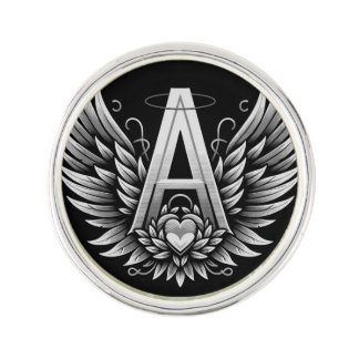 Angel Alphabet A Initial Latter Wings Halo Lapel Pin