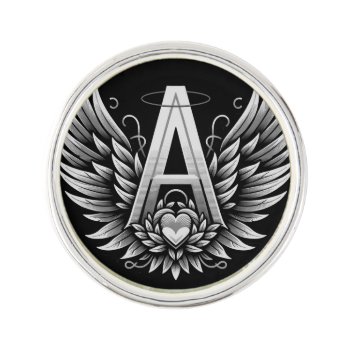 Angel Alphabet A Initial Latter Wings Halo Lapel Pin by AngelAlphabet at Zazzle