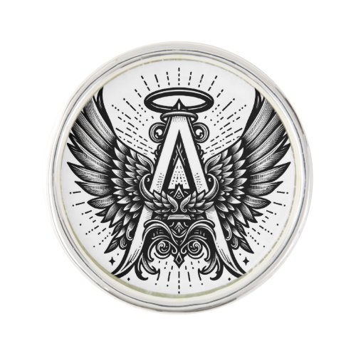 Angel Alphabet A Initial Latter Wings Halo Lapel Pin